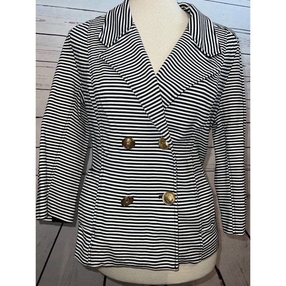 Cabi Small Blazer Suit Life Jacket Small Style 823 Nautical Stripe Anchor - Picture 10 of 12